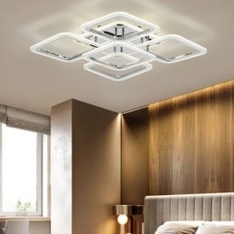 Plafoniera pătrată din crom acrilic cu montare încasată 5 lumini