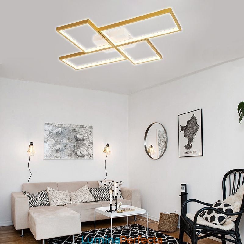 Plafoniera pătrată geometrică din mozaic cu montare încasată
