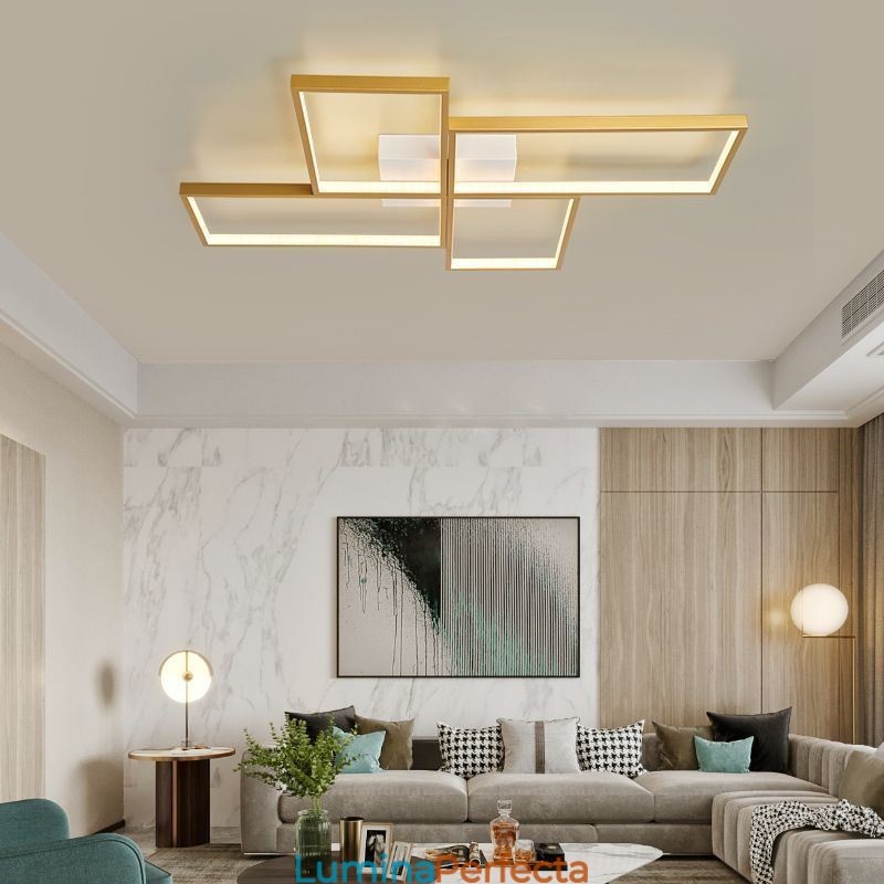 Plafoniera pătrată geometrică din mozaic cu montare încasată