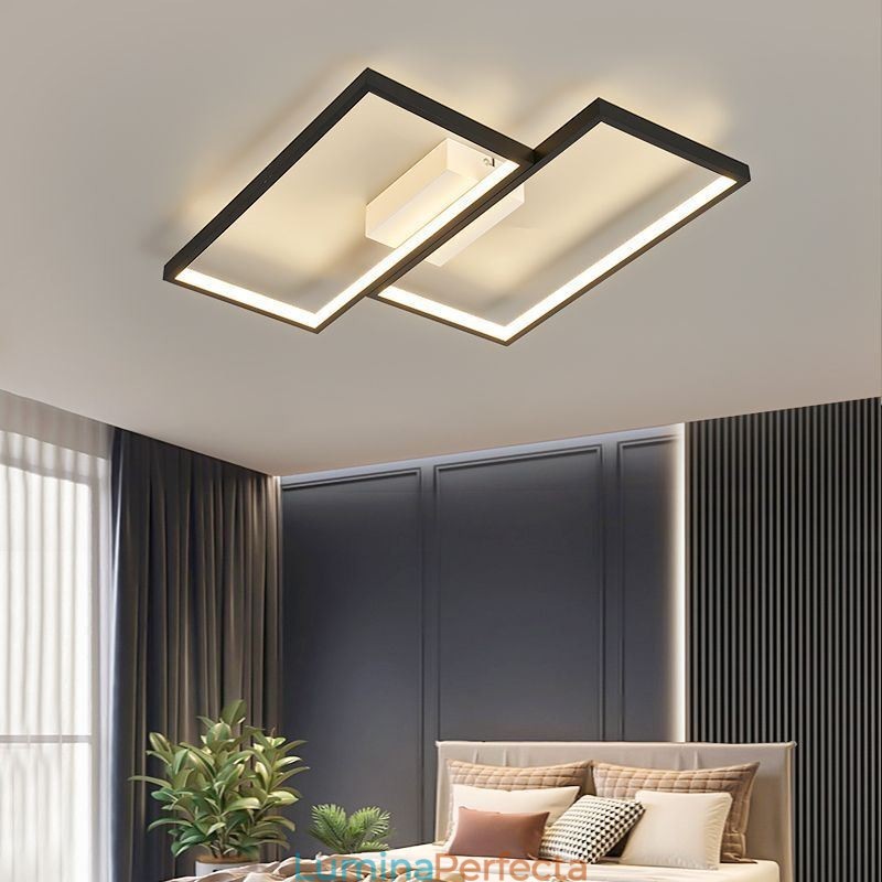 Plafoniera pătrată geometrică din mozaic cu montare încasată