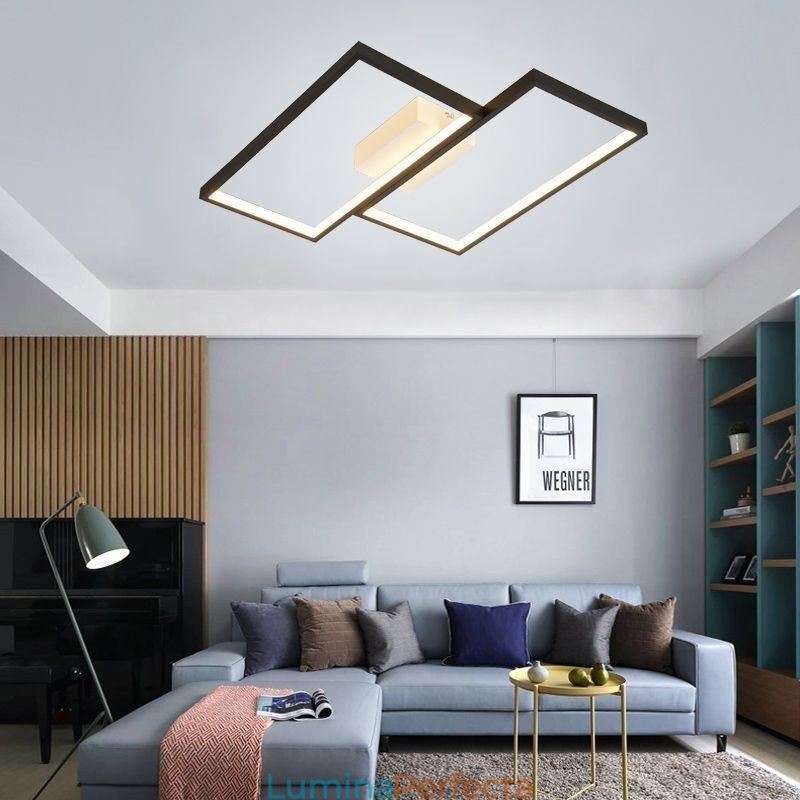 Plafoniera pătrată geometrică din mozaic cu montare încasată