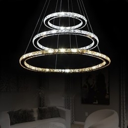 Lampe suspendate Chihlimbar și clar K9 Candelabru de cristal Iluminare cu 3 inele