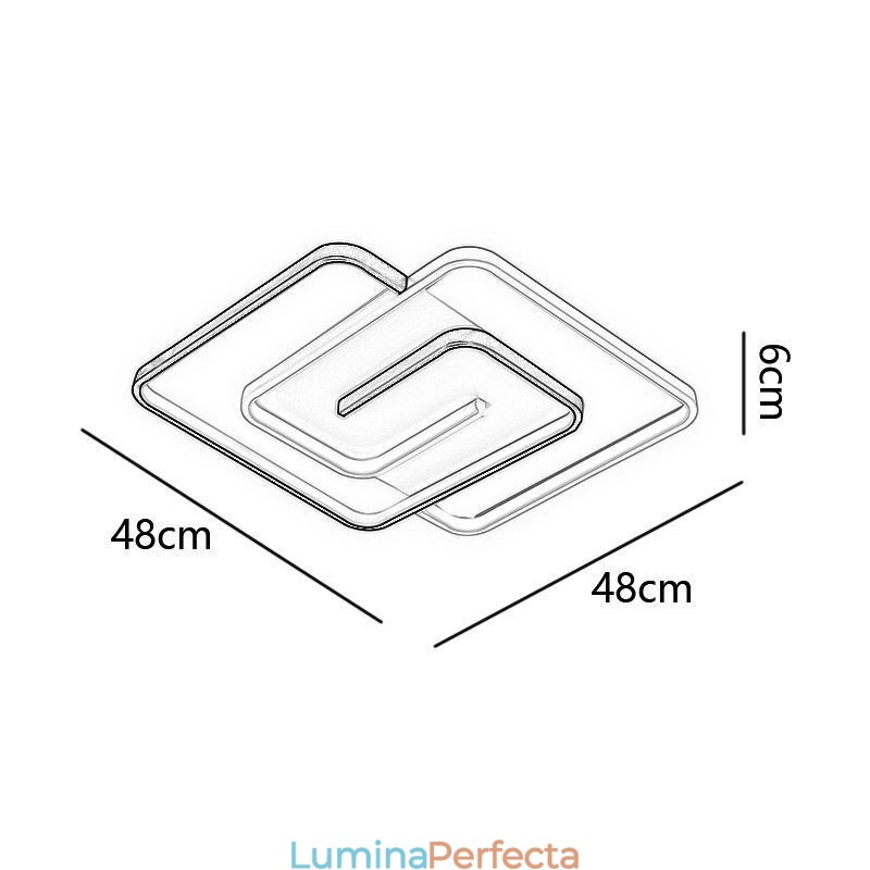 Plafoniera pătrată din acrilic Wrap cu montare încasată