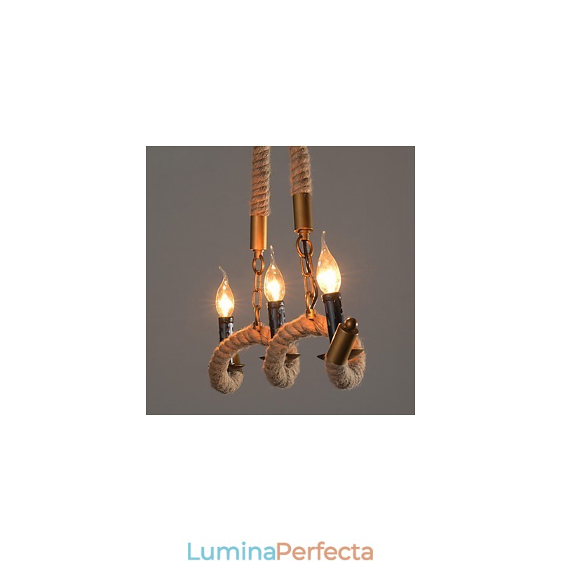 Lumanare Canepa Candelabru Vintage Pandantiv Fier Forjat Val Canepa Corda Candelabru