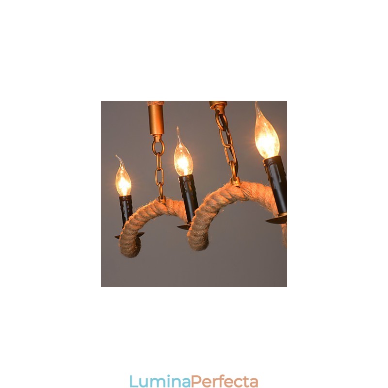 Lumanare Canepa Candelabru Vintage Pandantiv Fier Forjat Val Canepa Corda Candelabru