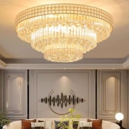 Plafoniera rotundă din cristal cu montare încasată cu telecomandă 80CM