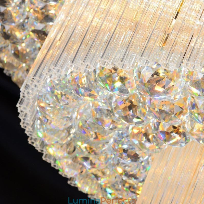 Plafoniera rotundă din cristal cu montare încasată cu telecomandă 80CM