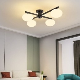 Plafoniera creativă din fier forjat cu montaj din sticlă nordică