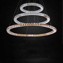 Lampe suspendate Chihlimbar și clar K9 Candelabru de cristal Iluminare cu 3 inele