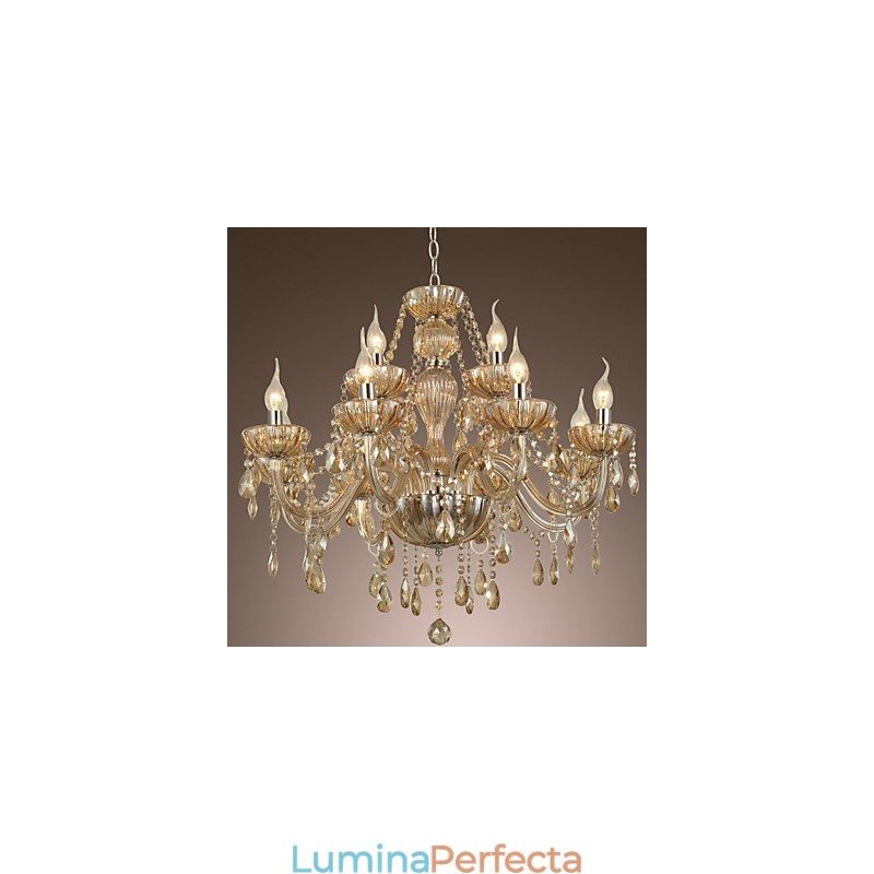 Candelabru Cristal Lux Modern 2 Tiers Living 12 Lumini