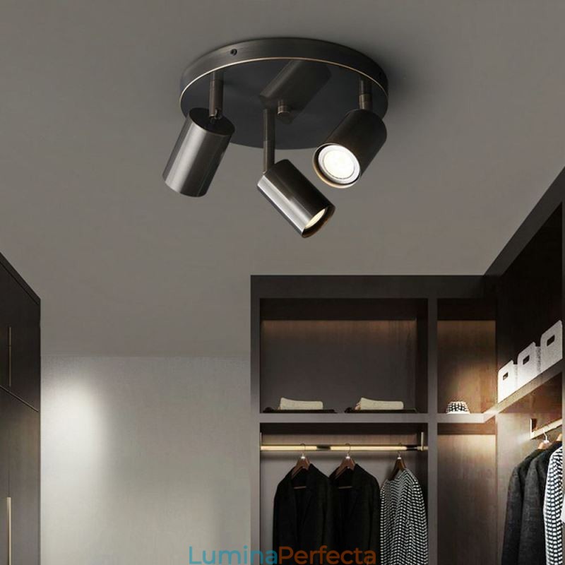 Suport de încastrat modern, negru, auriu, cu 3 lumini Iluminat pentru locuință cupru