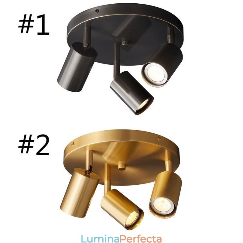 Suport de încastrat modern, negru, auriu, cu 3 lumini Iluminat pentru locuință cupru