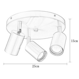 Suport de încastrat modern, negru, auriu, cu 3 lumini Iluminat pentru locuință cupru