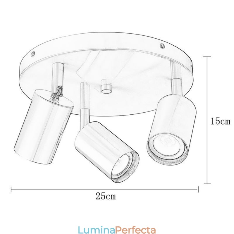 Suport de încastrat modern, negru, auriu, cu 3 lumini Iluminat pentru locuință cupru