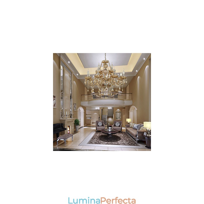 Candelabru Cristal Lux Modern 2 Tiers Living 12 Lumini
