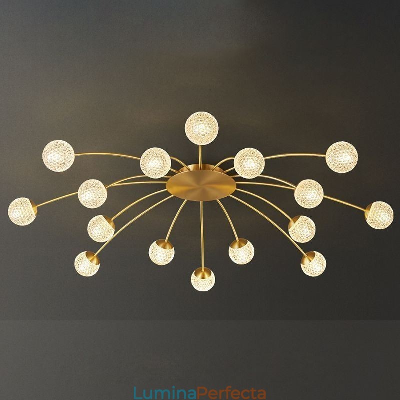 Plafoniera aurie modernă cu montaj încastrat. Corp de iluminat decorativ