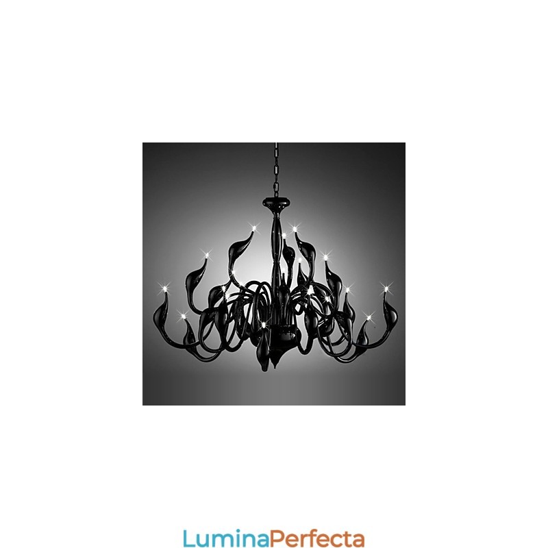 Candelabru Modern Lumină 24 Lumini G4 Pictură Neagră