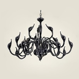 Candelabru Modern Lumină 24 Lumini G4 Pictură Neagră
