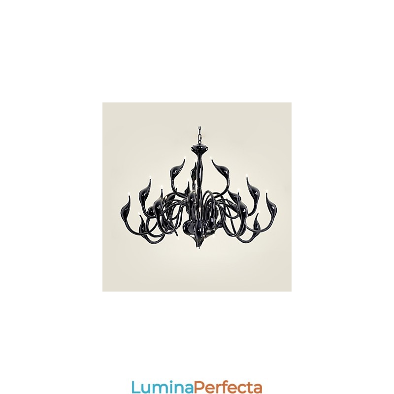 Candelabru Modern Lumină 24 Lumini G4 Pictură Neagră