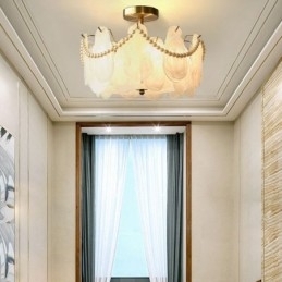 Plafoniera europeană din fier Plafoniera elegantă din sticlă