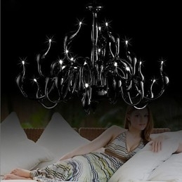 Candelabru Modern Lumină 24 Lumini G4 Pictură Neagră