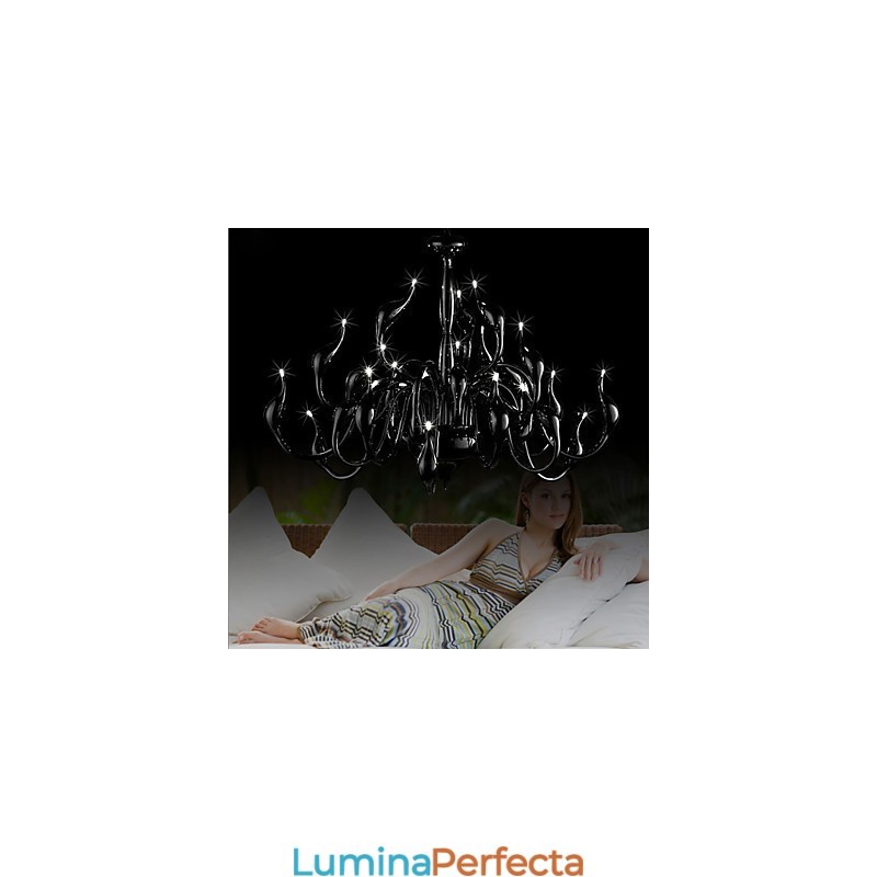 Candelabru Modern Lumină 24 Lumini G4 Pictură Neagră