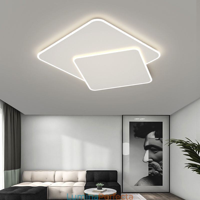 Plafoniera pătrată geometrică modernă cu montare încasată