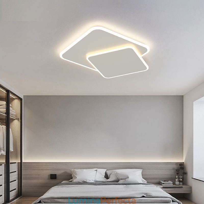 Plafoniera pătrată geometrică modernă cu montare încasată