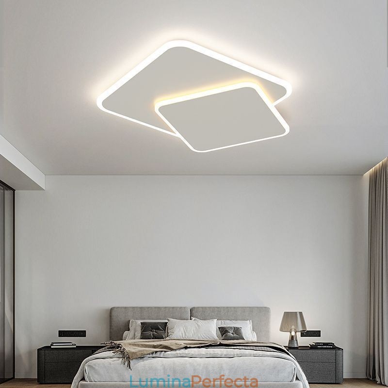 Plafoniera pătrată geometrică modernă cu montare încasată