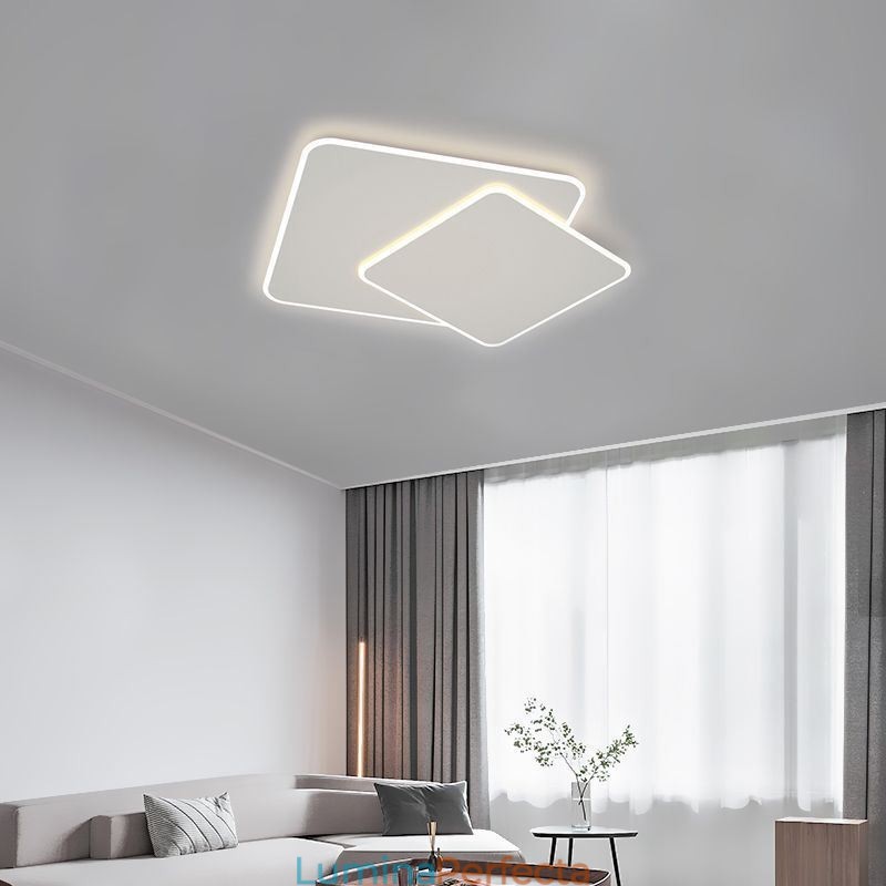 Plafoniera pătrată geometrică modernă cu montare încasată