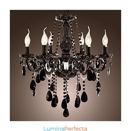 Candelabru Cristal Negru Modern 6 Lumini Candelabru Cristal Negru Modern 6 Lumini