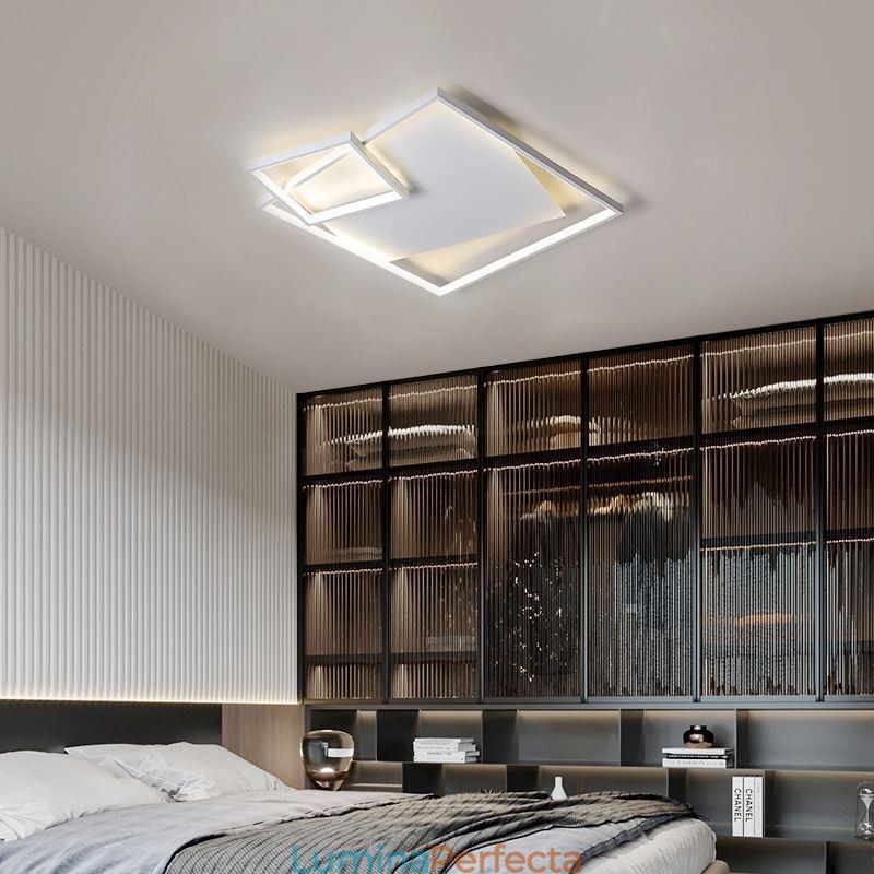Plafoniera modernă pătrată pentru interior. Corpuri de iluminat inteligente