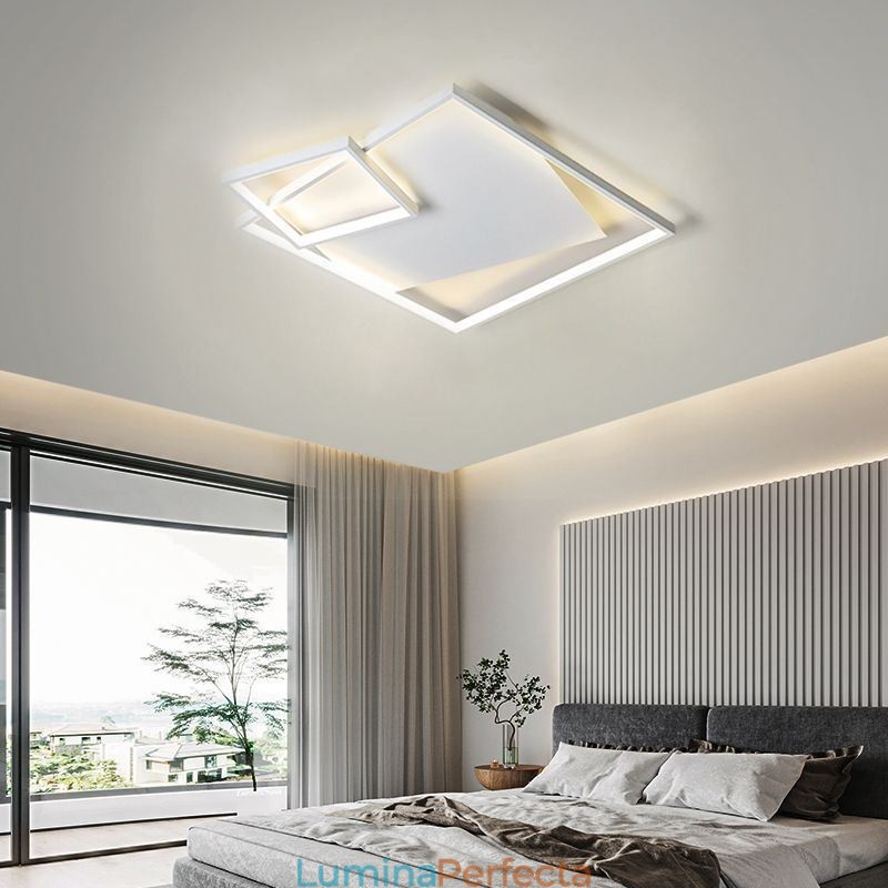 Plafoniera modernă pătrată pentru interior. Corpuri de iluminat inteligente