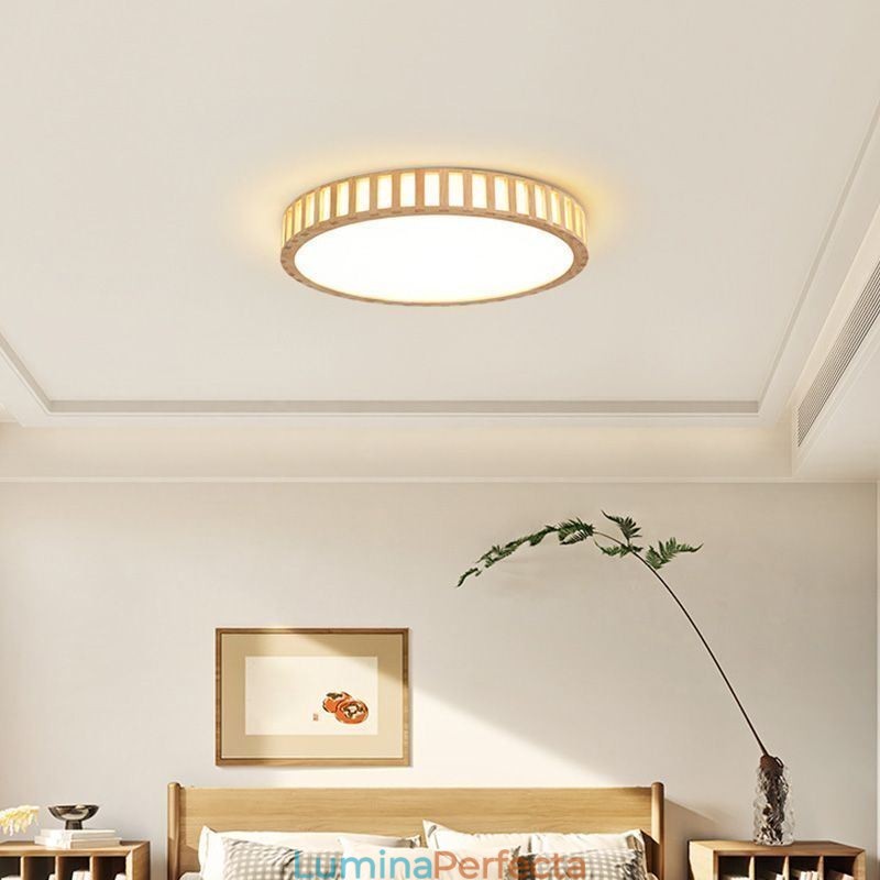 Lampă japoneză Iluminat de tavan din lemn