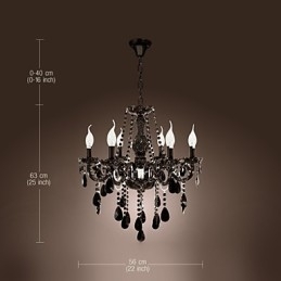 Candelabru Cristal Negru Modern 6 Lumini