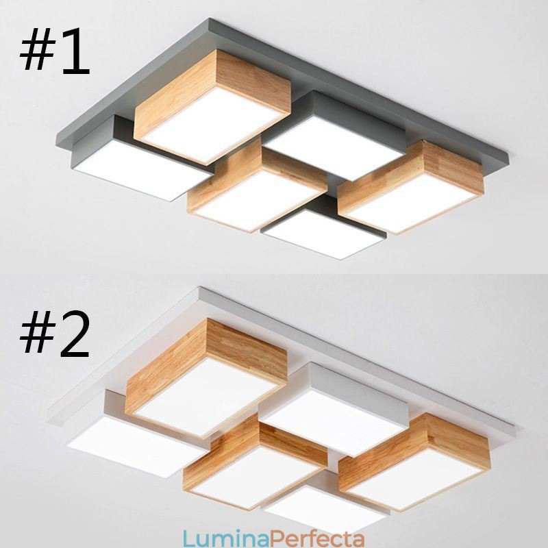 Plafoniera modernă din acrilic. Plafoniera geometrică din lemn