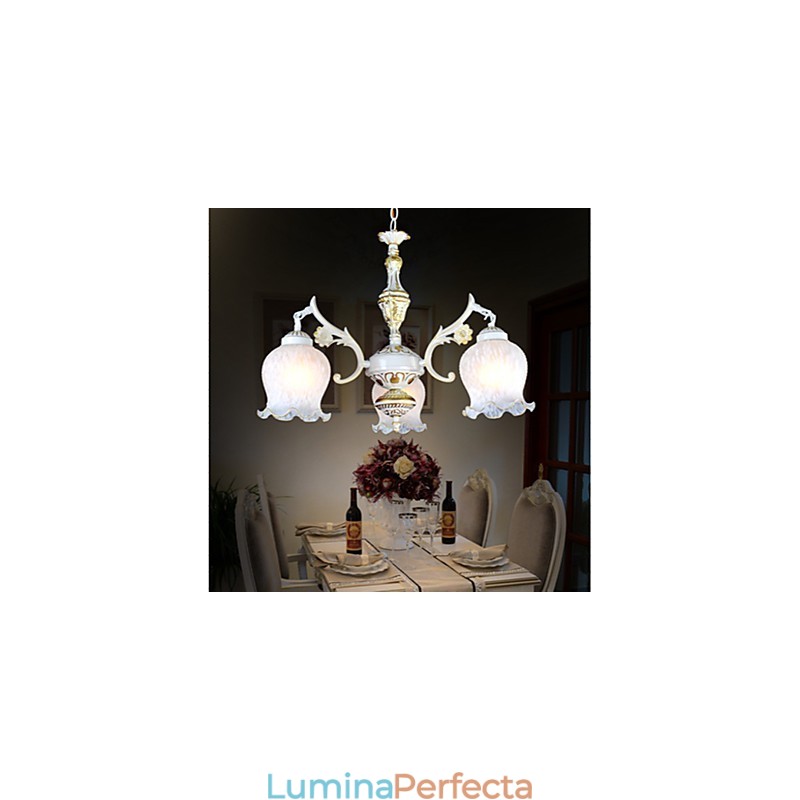 Candelabru trei lumini alb retro european clasic
