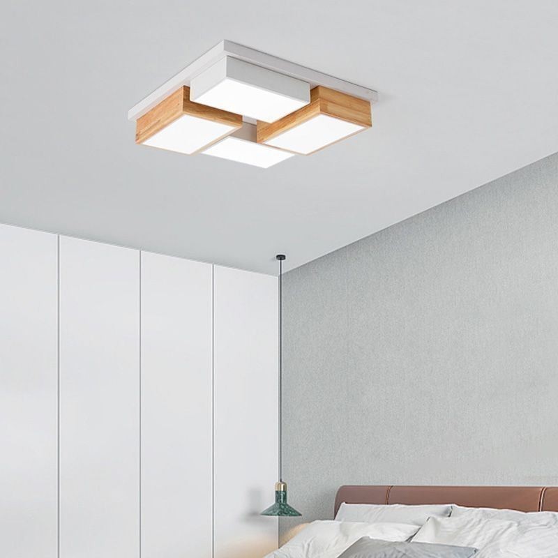 Plafoniera modernă Plafoniera geometrică din lemn