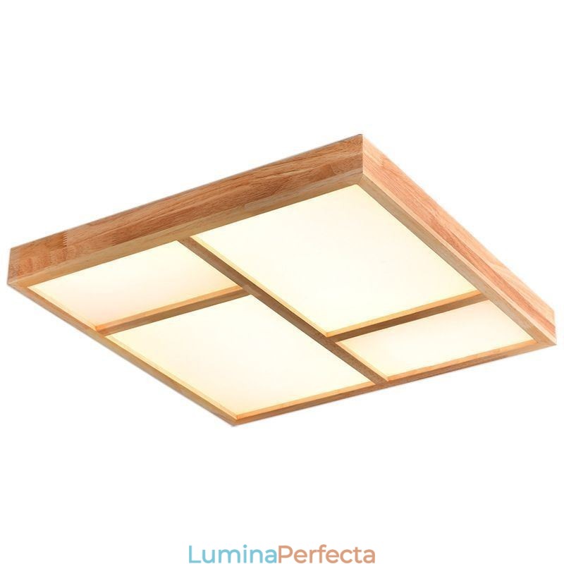 Plafoniera din lemn acrilic japonez. Plafoniera geometrică din lemn