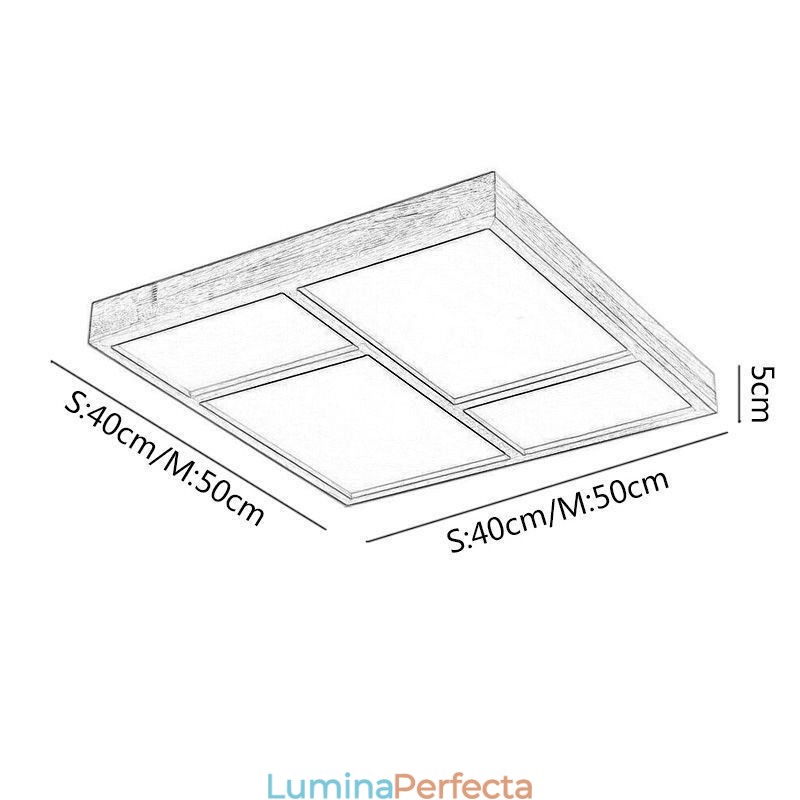 Plafoniera din lemn acrilic japonez. Plafoniera geometrică din lemn