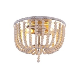 Corp de iluminat din lemn Farmhouse, cu mărgele din lemn