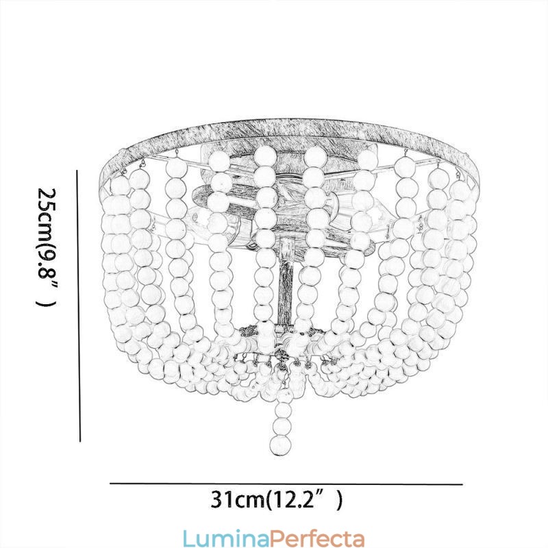 Corp de iluminat din lemn Farmhouse, cu mărgele din lemn