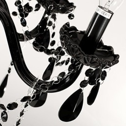 Candelabru Cristal Negru Modern 6 Lumini