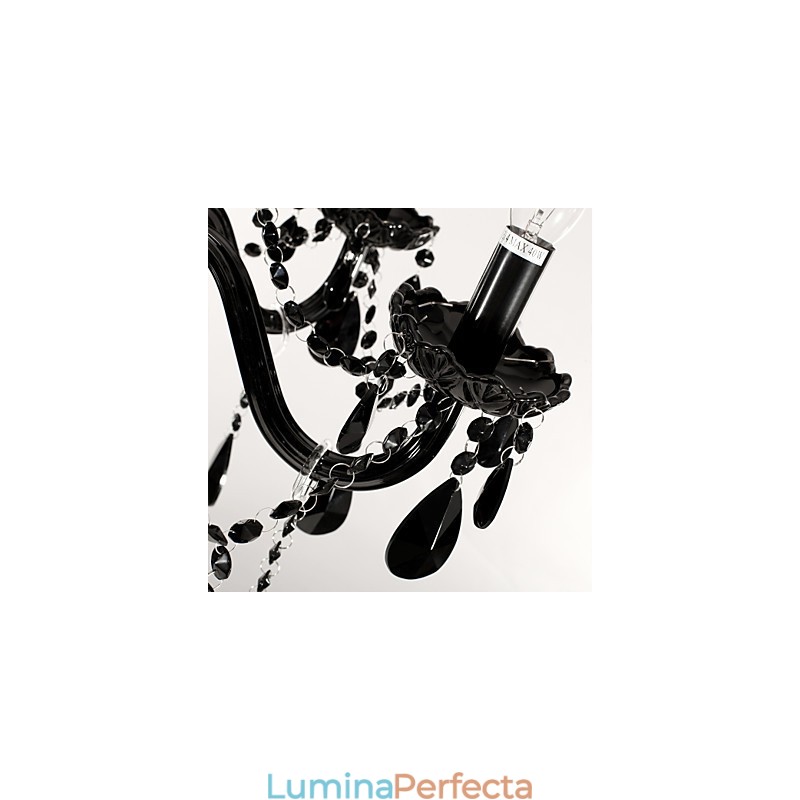 Candelabru Cristal Negru Modern 6 Lumini