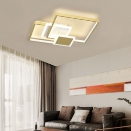 Plafoniera geometrică cu montare încastrabilă aurie modernă, 2 straturi