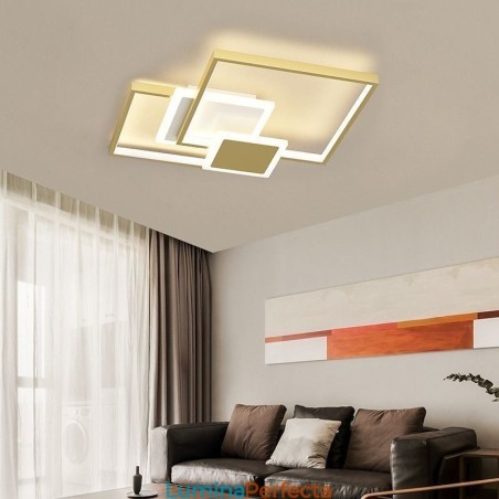 Plafoniera geometrică cu montare încastrabilă aurie modernă, 2 straturi Plafoniera geometrică cu montare încastrabilă aurie modernă, 2 straturi