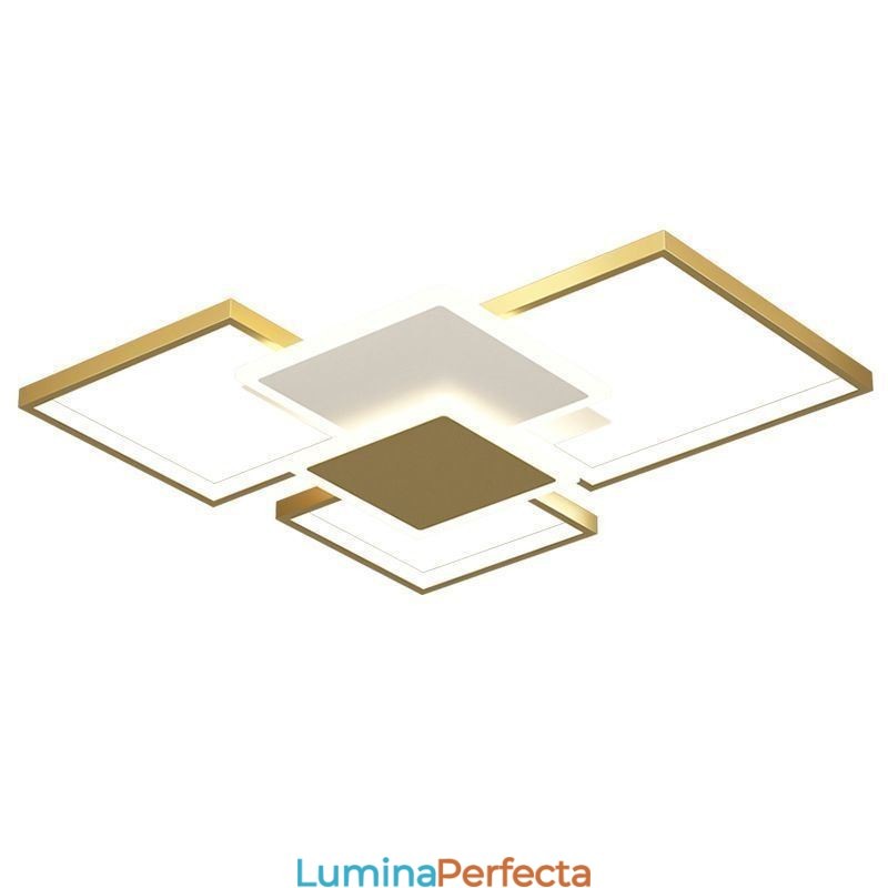 Plafoniera geometrică cu montare încastrabilă aurie modernă, 2 straturi