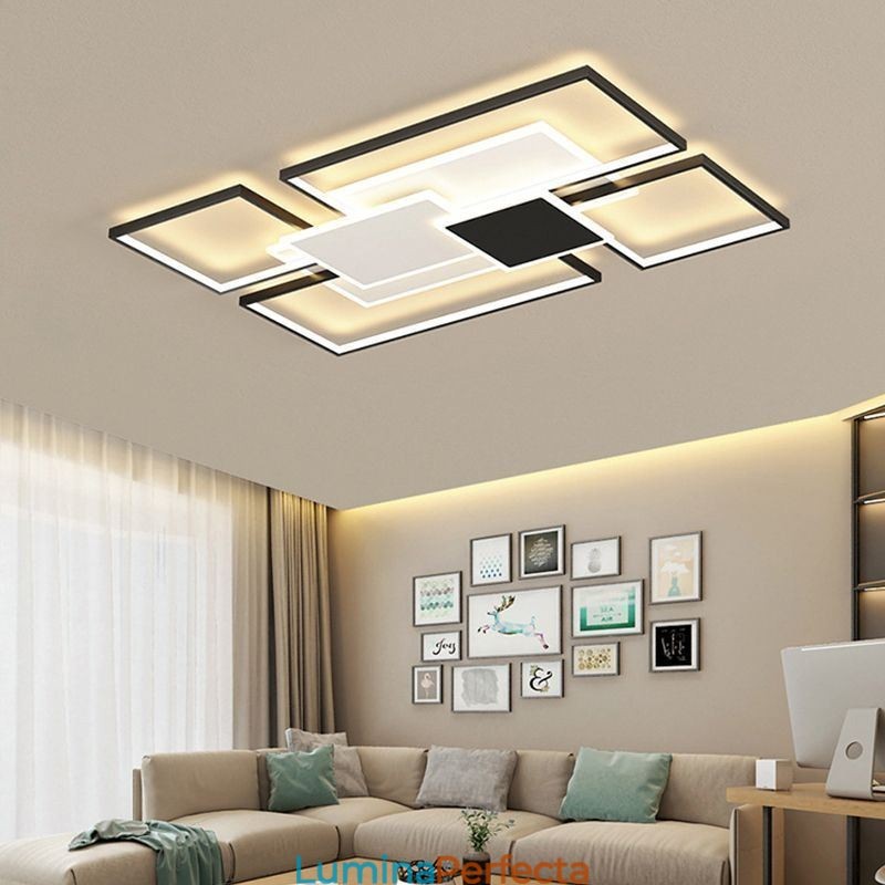 Plafoniera geometrică cu montare încastrabilă aurie modernă, 2 straturi