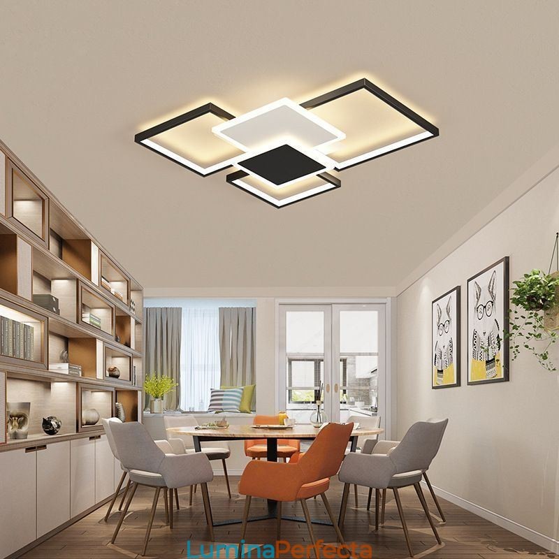 Plafoniera geometrică cu montare încastrabilă aurie modernă, 2 straturi