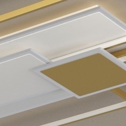 Plafoniera geometrică cu montare încastrabilă aurie modernă, 2 straturi